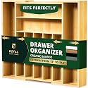 ROYAL CRAFT WOOD Luxury Bamboo Kitchen Drawer Organizer - Silverware Organizer, Utensil Holder &amp; Cutlery Tray Drawer Dividers for Flatware (9 Slot, Natural)