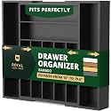 ROYAL CRAFT WOOD Luxury Bamboo Kitchen Drawer Organizer - Silverware Organizer - Utensil Holder and Cutlery Tray with Grooved Drawer Dividers for Flatware and Kitchen Utensils (9 Slot, Black)