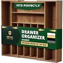 ROYAL CRAFT WOOD Luxury Bamboo Kitchen Drawer Organizer - Silverware Organizer - Utensil Holder and Cutlery Tray with Grooved Drawer Dividers for Flatware and Kitchen Utensils (9 Slot, Brown Bamboo)