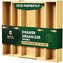 ROYAL CRAFT WOOD Luxury Bamboo Kitchen Drawer Organizer - Silverware Organizer - Utensil Holder and Cutlery Tray with Grooved Drawer Dividers for Flatware and Kitchen Utensils (5 Slot, Natural)