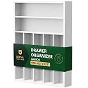 ROYAL CRAFT WOOD Luxury Bamboo Kitchen Drawer Organizer - Silverware Organizer - Utensil Holder and Cutlery Tray with Grooved Drawer Dividers for Flatware and Kitchen Utensils (7 Slot, White)