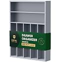 ROYAL CRAFT WOOD Luxury Bamboo Kitchen Drawer Organizer - Silverware Organizer - Utensil Holder and Cutlery Tray with Grooved Drawer Dividers for Flatware and Kitchen Utensils (7 Slot, Gray)