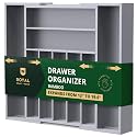 ROYAL CRAFT WOOD Luxury Bamboo Kitchen Drawer Organizer - Silverware Organizer - Utensil Holder and Cutlery Tray with Grooved Drawer Dividers for Flatware and Kitchen Utensils (9 Slot, Gray)