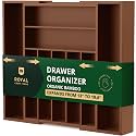 ROYAL CRAFT WOOD Luxury Bamboo Kitchen Drawer Organizer - Silverware Organizer - Utensil Holder and Cutlery Tray with Grooved Drawer Dividers for Flatware and Kitchen Utensils (9 Slot, Brown)