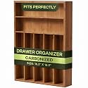 ROYAL CRAFT WOOD Luxury Bamboo Utensil Rack and Silverware Organizer, Kitchen Drawer Organizer - Utensil Holder and Cutlery Tray with Grooved Drawer Dividers for Flatware 7 Slot