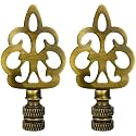 Royal Designs, Inc. Open Filigree Motif Lamp Finial for Lamp Shade, F-5014AB-2, Antique Brass, Pack of 2