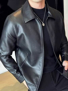 Royal embassy Men Solid Leather Jacket
