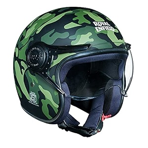royal enfield open face helmet with jet visor camo olive size m 57-58cm