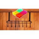 Metal Over Door Hanger for Cloths Drill Free Door Handing Hooks Suitable for Bathroom Bedroom Kitchen Over Door Hanger (Black) 7 Hook PIS 1 and Free 12 PIS Cloth Clip