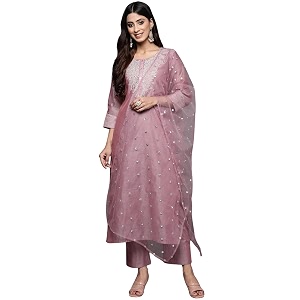 Royal Export Womens Poly Silk Embroidered Yoke