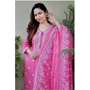 Royal Export Womens Viscose Floral Embroidered Straight