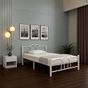 Alto Metal King Size Bed Without Storage | Wrought Iron Double Bed with Headboard &amp; Footboard | Sturdy Powder Coated Platform Bed King Size Cot for Bedroom Living Room Ivory (75x72)