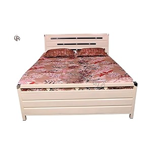 brozen metal single size bed with storage  heavy duty single bed with hydraulic storage  wrought iron cot with headboard amp footboard  ivory  single size cot 75 x 48