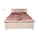 Brozen Metal Queen Size Bed with Storage | Heavy Duty Double Bed with Hydraulic Storage | Wrought Iron Bed with Headboard & Footboard | Ivory & Coffee Brown | Queen Size Cot (75 x 60)