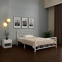 Kovu Metal Queen Size Bed Without Storage | Wrought Iron Double Bed with Headboard &amp; Footboard | Sturdy Powder Coated Platform Bed Queen Size Cot for Bedroom Living Room Ivory (75x60)