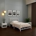Kovu Metal Double Size Bed Without Storage | Wrought Iron Double Bed with Headboard & Footboard | Sturdy Powder Coated Platform Bed for Bedroom Living Room Ivory (75x48)