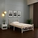 Luno Metal Double Size Bed Without Storage | Wrought Iron Double Bed with Headboard &amp; Footboard | Sturdy Powder Coated Platform Bed for Bedroom Living Room Ivory (75x48)