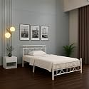 Mexo Metal Queen Size Bed Without Storage | Wrought Iron Double Bed with Headboard &amp; Footboard | Sturdy Powder Coated Platform Bed Queen Size Cot for Bedroom Living Room Ivory (75x60)