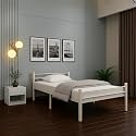 Nivo Metal Double Size Bed Without Storage | Wrought Iron Double Bed with Headboard &amp; Footboard | Sturdy Powder Coated Platform Bed for Bedroom Living Room Ivory (75x48)