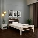 Orvo Metal Single Size Bed Without Storage | Wrought Iron Single Bed with Headboard &amp; Footboard | Sturdy Powder Coated Platform Bed for Bedroom Ivory (75x36)
