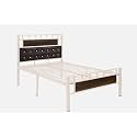 Orvo Metal Double Size Bed Without Storage | Wrought Iron Double Bed with Headboard &amp; Footboard | Sturdy Powder Coated Platform Bed for Bedroom Living Room Ivory (75x48)