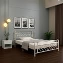 Vara Metal King Size Bed Without Storage | Wrought Iron Double Bed with Headboard &amp; Footboard | Sturdy Powder Coated Platform Bed King Size Cot for Bedroom Living Room Ivory (75x72)