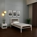 Zeek Metal Single Size Bed Without Storage | Wrought Iron Single Bed with Headboard &amp; Footboard | Sturdy Powder Coated Platform Bed for Bedroom Ivory (75x36)