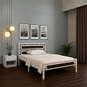 Zeek Metal Queen Size Bed Without Storage | Wrought Iron Double Bed with Headboard &amp; Footboard | Sturdy Powder Coated Platform Bed Queen Size Cot for Bedroom Living Room Ivory (75x60)