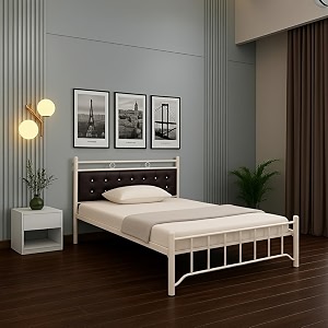 zuno metal king size bed without storage  wrought iron double bed with headboard amp footboard  sturdy powder coated platform bed king size cot for bedroom living room ivory 75x72