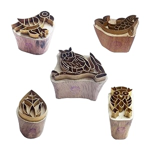 royal kraft animal brass wooden printing stamps set of 5 - diy clay pottery blocks bhtag0026