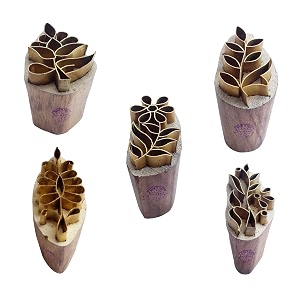 royal kraft floral brass wooden printing stamps set of 5 - diy clay pottery blocks bhtag0015