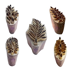 royal kraft floral brass wooden printing stamps set of 5 - diy clay pottery blocks bhtag0025