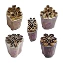 Royal Kraft Floral Brass Wooden Printing Stamps (Set of 5) - DIY Clay, Pottery Blocks BHtag0016