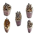 Royal Kraft Floral Brass Wooden Printing Stamps (Set of 5) - DIY Clay, Pottery Blocks BHtag0015