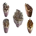Royal Kraft Floral Brass Wooden Printing Stamps (Set of 5) - DIY Clay, Pottery Blocks BHtag0025