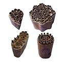 Royal Kraft Floral Brass Wooden Printing Stamps (Set of 4) - DIY Fabric, Clay, Pottery Blocks BHtag0004