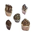Royal Kraft Paisley Brass Wooden Stamps (Set of 5) for Block Printing on Clay, Pottery, Fabric BHtag0044