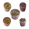 Royal Kraft Round Brass Wooden Printing Stamps (Set of 5) - DIY Clay, Pottery Blocks BHtag0024