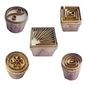 royal kraft square brass wooden printing stamps set of 5 - diy clay pottery blocks bhtag0035
