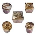Royal Kraft Square Brass Wooden Printing Stamps (Set of 5) - DIY Clay, Pottery Blocks BHtag0035