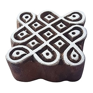 royal kraft square wooden printing block stamp - diy henna fabric textile paper clay pottery block printing stamp thctag043