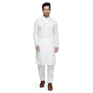 Royal Kurta Mens Cotton Lucknowi Chikan Kurta