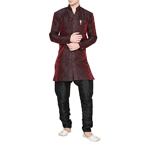 Royal Kurta Mens Jacquard Silk Floral Print