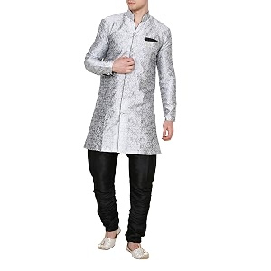 Royal Kurta Mens Jacquard Silk Floral Print