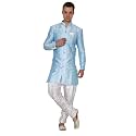 Royal Kurta Men's Jacquard Silk Floral Print Indowestern Sherwani