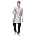 Royal Kurta Men's Jacquard Silk Floral Print Indowestern Sherwani