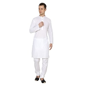 Royal Kurta Mens Lucknowi Chikan Embroidered 100