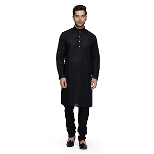 Royal Kurta Mens Lucknowi Chikan Embroidered 100