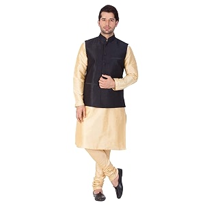 royal kurta men39s silk blend kurta pyjama with stylish nehru jacketwaistcoat