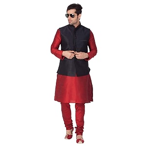 royal kurta men39s silk blend kurta pyjama with stylish nehru jacketwaistcoat
